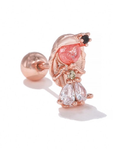 EGD1419 Rose Gold Brass Cubic Zirconia Animal Cute Stud Earring(Single-Only One)