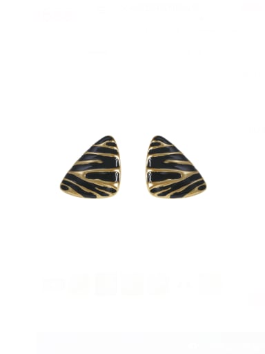 Brass Enamel Triangle Vintage Stud Earring