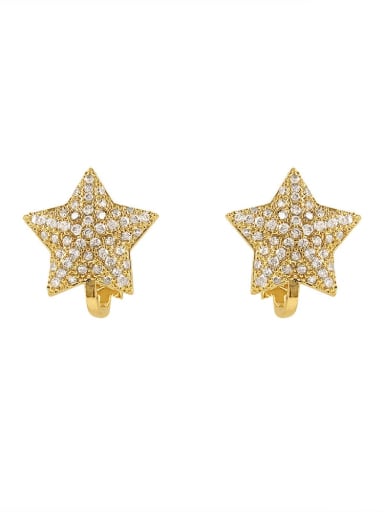 Brass Cubic Zirconia Star Minimalist Stud Trend Korean Fashion Earring