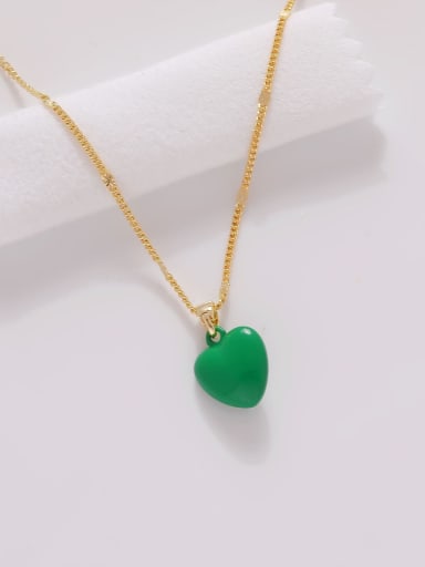 14k Gold (green) Brass Enamel Heart Minimalist Necklace