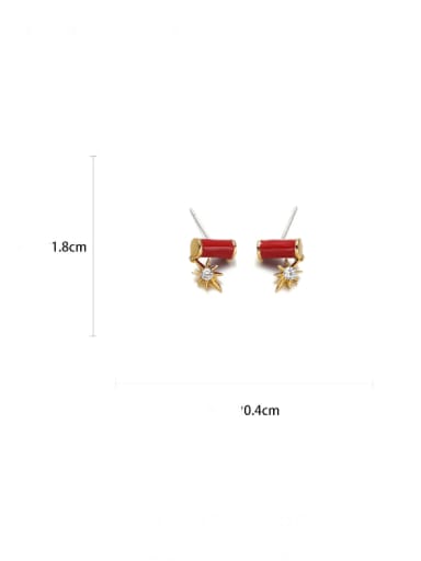 Star Firecracker Earrings Pair Brass Enamel  Minimalist Rabbit  Earring and Necklace Set