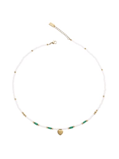 Brass Freshwater Pearl Heart Minimalist Necklace