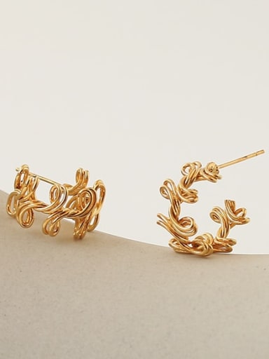 Brass Twist Leaf Vintage Stud Earring
