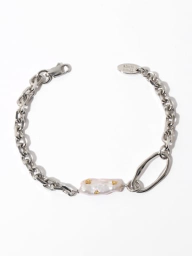 Brass Freshwater Pearl Irregular Vintage Link Bracelet