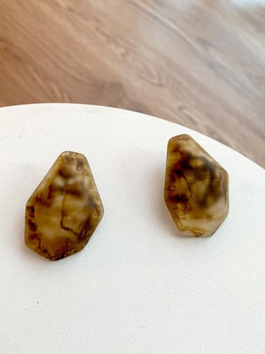 Coffee matte resin acrylic Alloy Resin Geometric Vintage Stud Earring