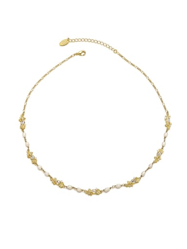 necklace Brass Freshwater Pearl Irregular Vintage Necklace