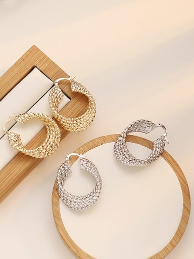 Copper Geometric Minimalist Metal twisted multilayer Hoop Trend Korean Fashion Earring
