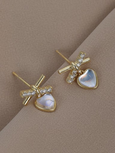 Gold ed67581 Brass Heart Dainty Stud Earring