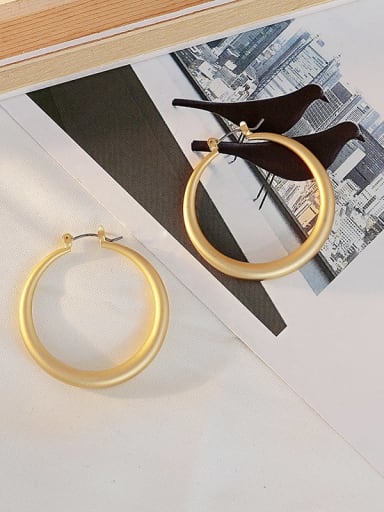 Dumb gold trumpet Copper Round Minimalist Hoop Trend Korean Fashion Earring
