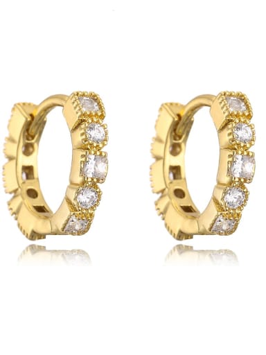 41835 Brass Cubic Zirconia Geometric Trend Huggie Earring