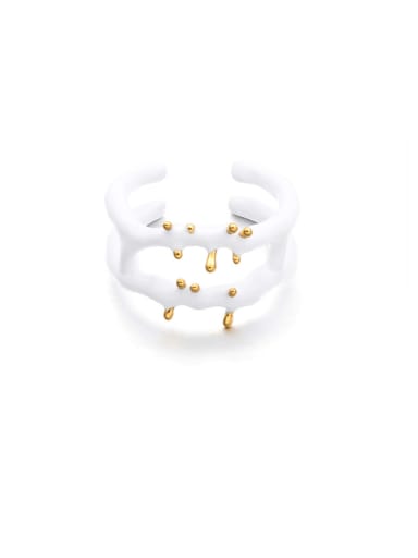 White oil dripping payment Brass Enamel Crown Hip Hop Band Ring