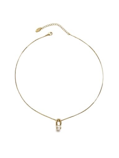 necklace Brass Imitation Pearl Geometric Hip Hop Necklace
