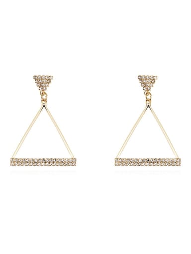 Copper Rhinestone Triangle Minimalist Drop Trend Korean Fashion Earring
