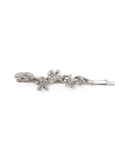 Textured flower hairpin Brass Cubic Zirconia Vintage Rosary Hair Pin