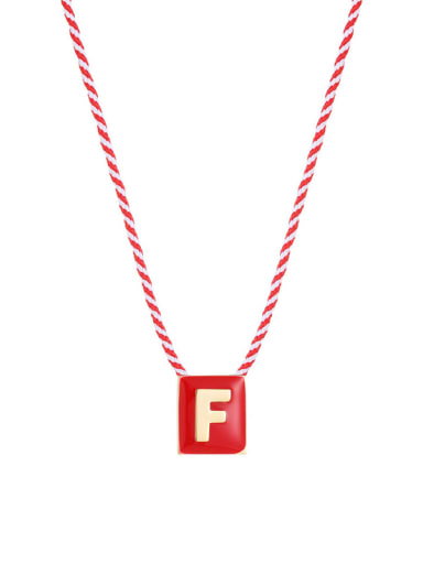 Letter F Brass Enamel Message Cute Necklace