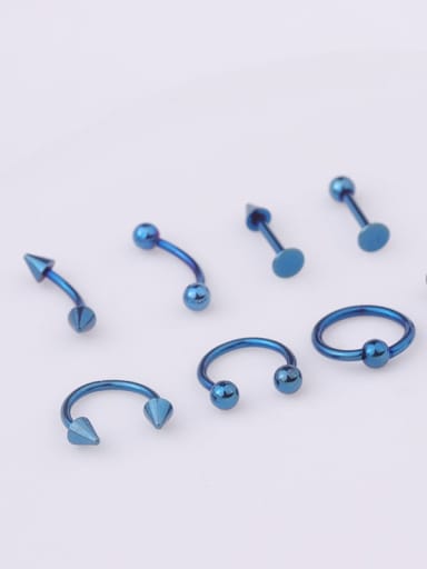 blue (8-piece set) 316L Surgical Steel Geometric Hip Hop Nose Studs