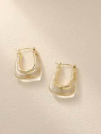 14k Gold +White Brass Resin Geometric Vintage Drop Trend Korean Fashion Earring