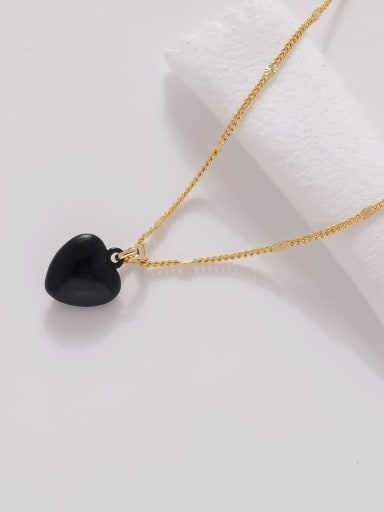 14k Gold (black) Brass Enamel Heart Minimalist Necklace