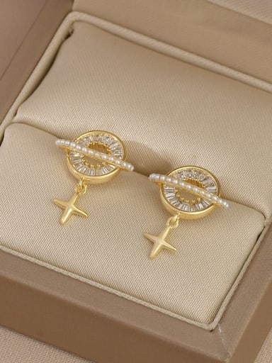 Gold ED65639 Brass Cubic Zirconia Star Dainty Stud Earring