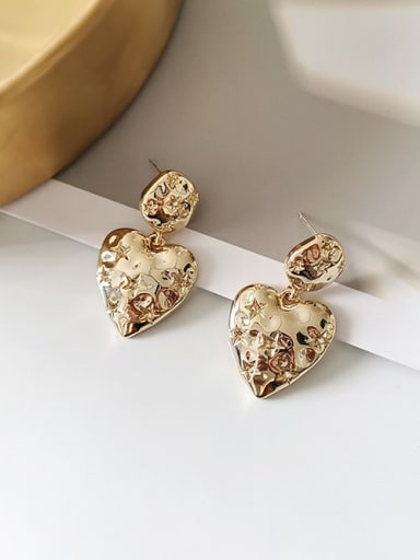 14K gold Copper Smooth Heart Minimalist Drop Trend Korean Fashion Earring