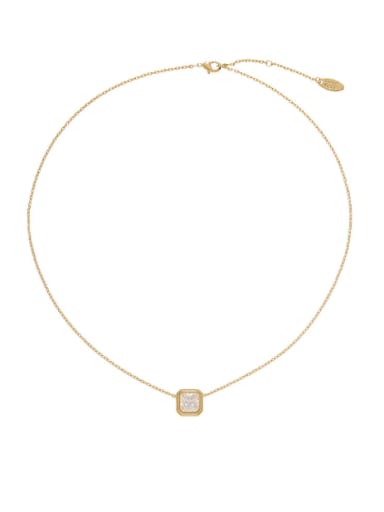 Brass Cubic Zirconia Round Minimalist Necklace