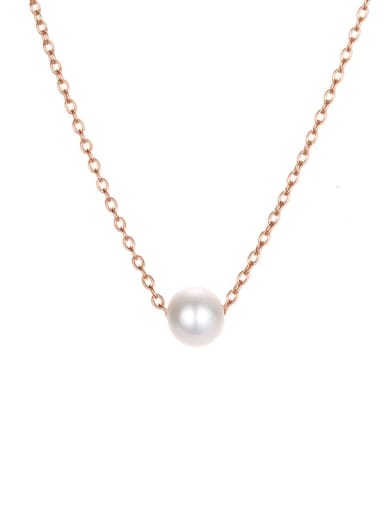 rose gold Stainless steel Imitation Pearl Round Minimalist Necklace