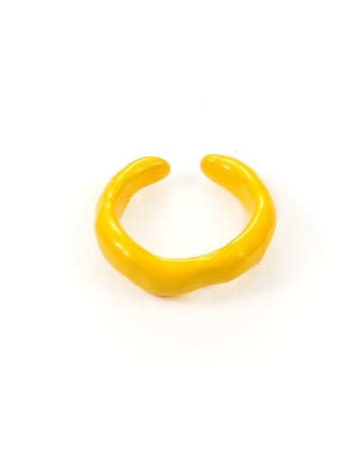 Yellow drop oil Zinc Alloy Enamel Geometric Minimalist Band Ring
