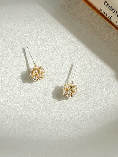 Copper Imitation Pearl Ball Minimalist Stud Trend Korean Fashion Earring