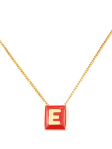 Brass Enamel  Minimalist 26 English letters pendant Necklace