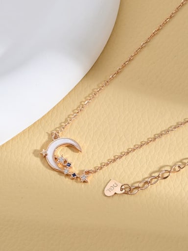 Rose Gold XL61979 Brass Cubic Zirconia Moon Dainty Necklace