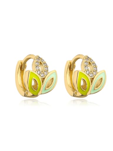 42160 Brass Enamel Geometric Vintage Huggie Earring