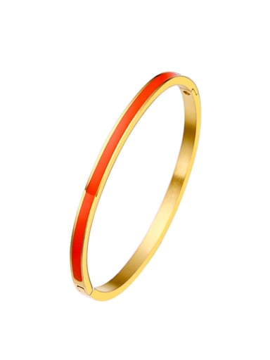 4MM gold orange Stainless steel Enamel Round Minimalist Band Bangle