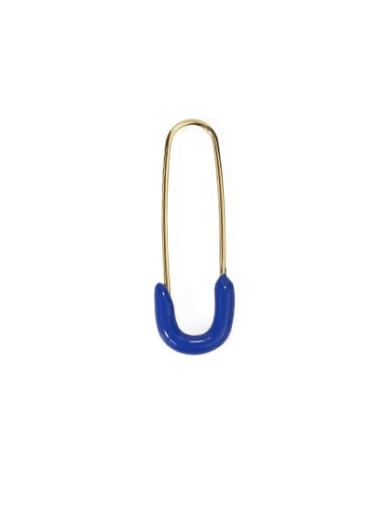 Blue single Brass Enamel Irregular Minimalist pin Single Earring(Single)
