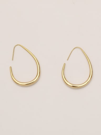 14k Gold Brass Line Water Drop Minimalist Stud Trend Korean Fashion Earring
