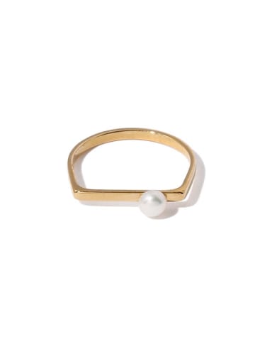 Fine ring Brass Imitation Pearl Geometric Minimalist Band Ring