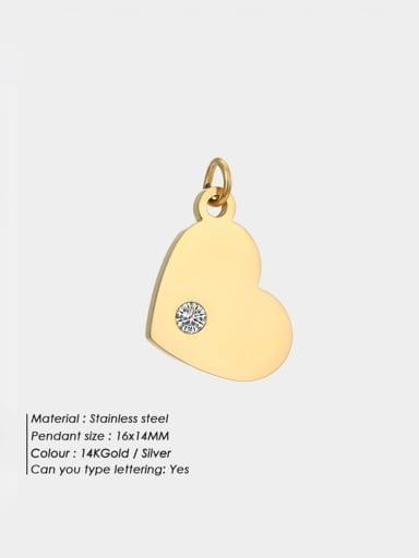 golden Stainless steel Rhinestone Minimalist Heart Pendant