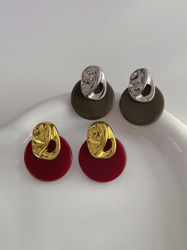 Brass Resin Geometric Vintage Drop Earring