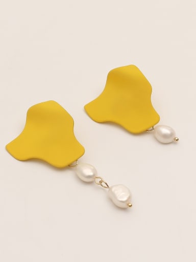 yellow Brass Enamel Geometric Minimalist Stud Trend Korean Fashion Earring