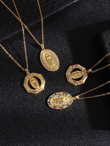 Copper Cubic Zirconia Heart Vintage Regligious Necklace