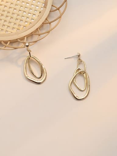 14K  gold Copper Hollow Geometric Minimalist Drop Trend Korean Fashion Earring