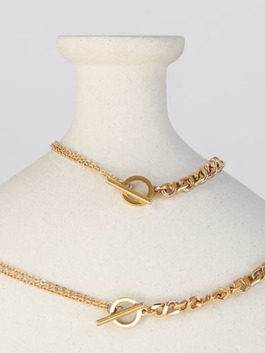Brass Hollow Geometric Chain Vintage Necklace