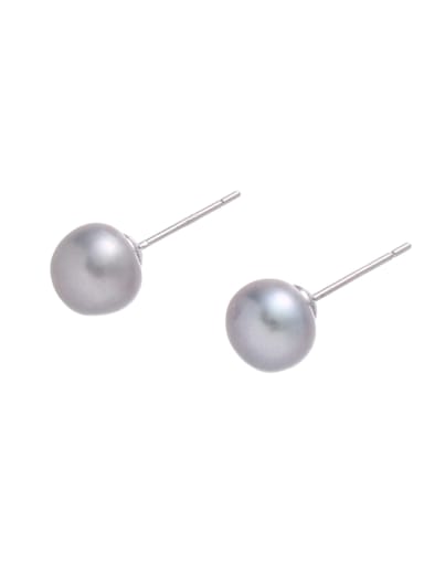8.5mm gray pearl Brass Imitation Pearl Geometric Minimalist Stud Earring