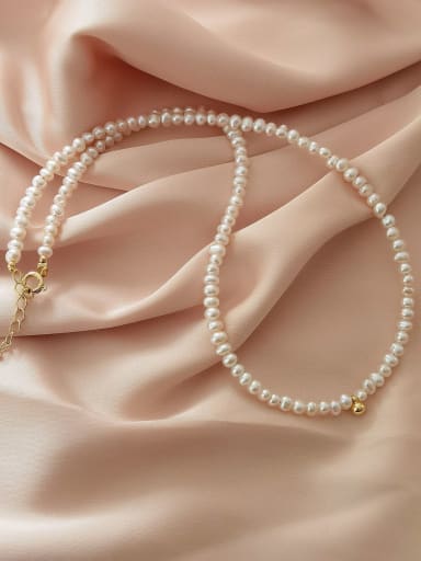 Brass Imitation Pearl Round Vintage Necklace