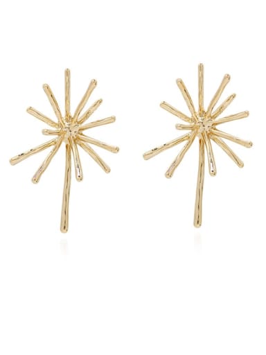 14K  gold Copper snowflake Minimalist Stud Trend Korean Fashion Earring