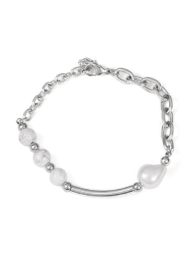 Titanium Steel Imitation Pearl Geometric Minimalist Beaded Bracelet