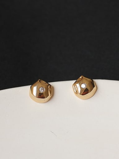 Brass Round Vintage Stud Earring