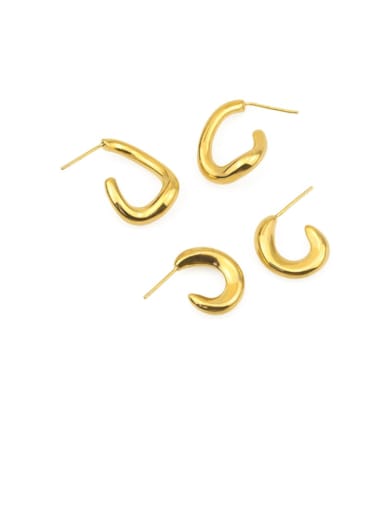 Brass Smooth Geometric Vintage Stud Earring