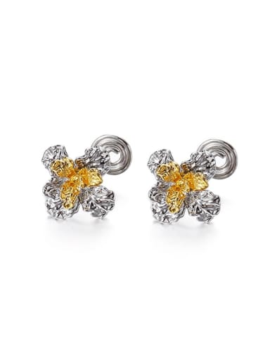 Mosquito incense clip Brass Cubic Zirconia Flower Hip Hop Clip Earring