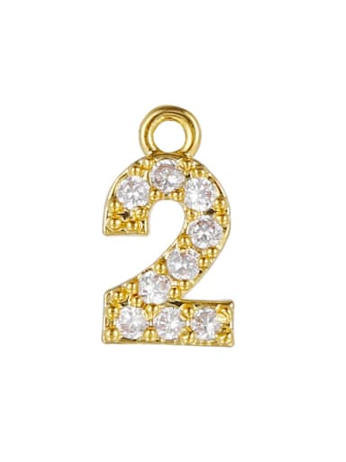 DZ00049 Gold Brass Cubic Zirconia Number Minimalist Single Pendant