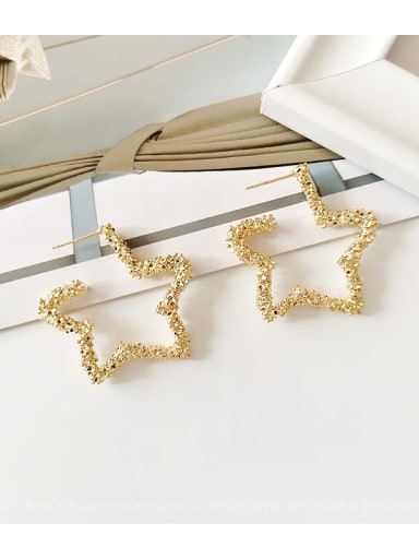 Pentagram gold Copper  Hollow Heart Minimalist Stud Trend Korean Fashion Earring